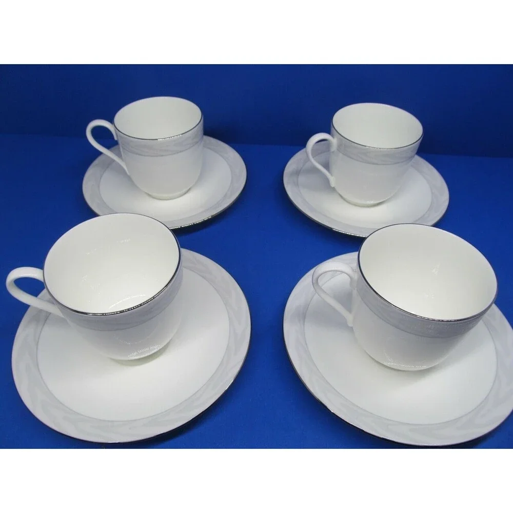 Mikasa Satin Moire Cups And Saucers 4 sets  Produced 1988-89